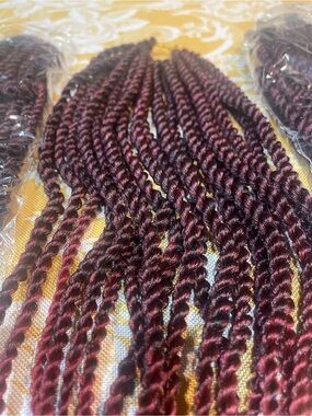 Senegalese Twist Crochet Hair Synthetic Extensions 18” long Burgundy Red Ombre